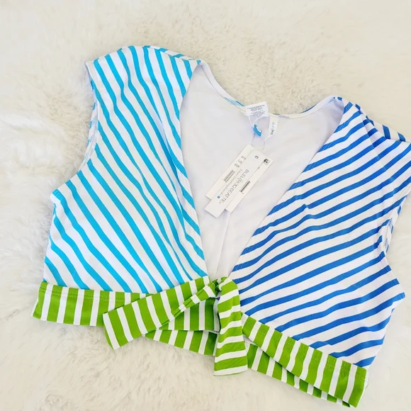 🐠BLEU ROD BEATTIE TIE FRONT CAP SLEEVE BIKINI TOP & FOLDOVER BOTTOMS SIZE 12 - Picture 5 of 9